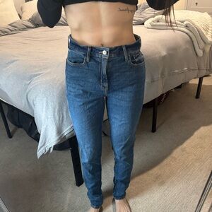 Old Navy Blue Jeans Vintage Slim Denim High Rise Straight Leg Womens Size 4 Long